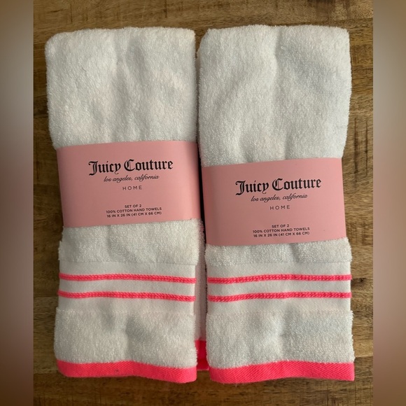 Juicy couture white and neon hot pink washcloths 100% cotton set of 2 - 2 packs - Picture 1 of 4